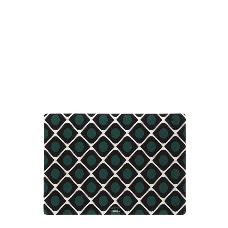 Olive and Black Geometric Hard Plastic Table Mats, Set of 4