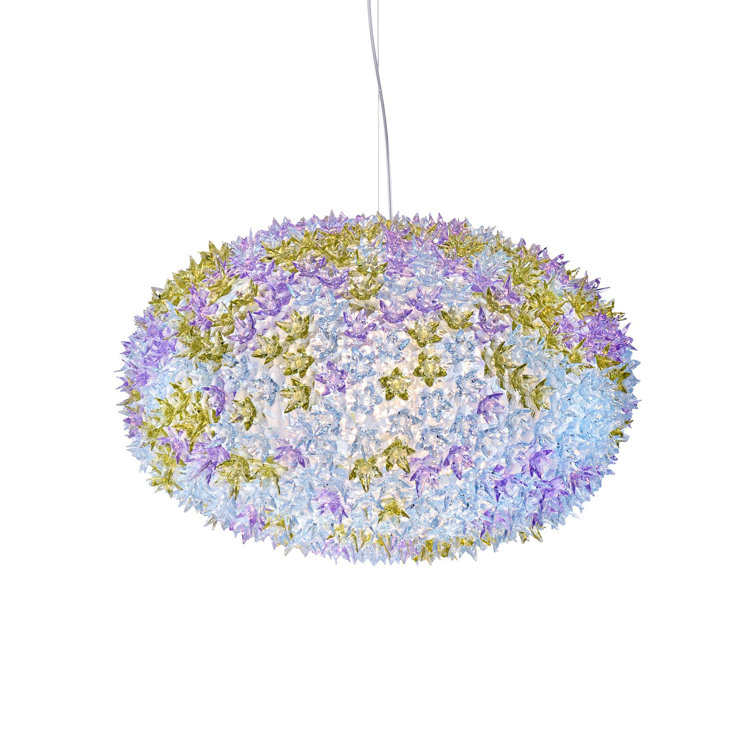 Elegant Transparent Lavender Crystal Round Pendant Light