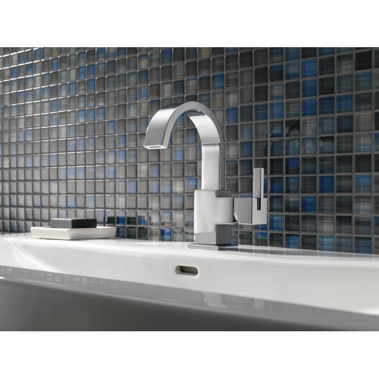 Sleek Modern 7 3/4" Chrome Brass Single Hole Faucet with Drain Assembly