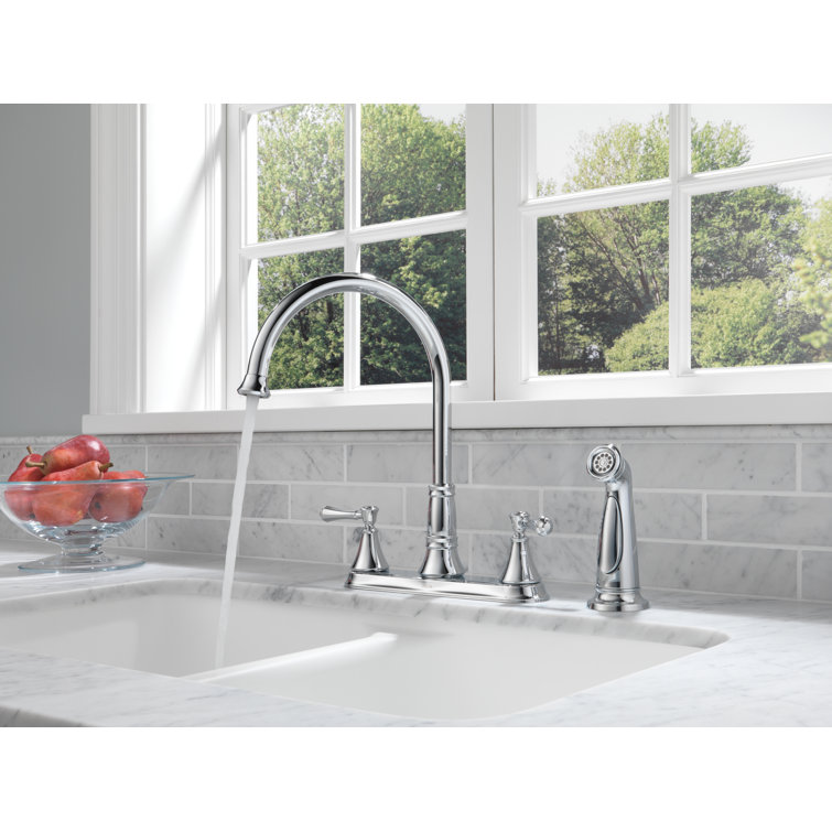 Classic Elegance 13.5" Chrome Brass Kitchen Faucet with Side Spray
