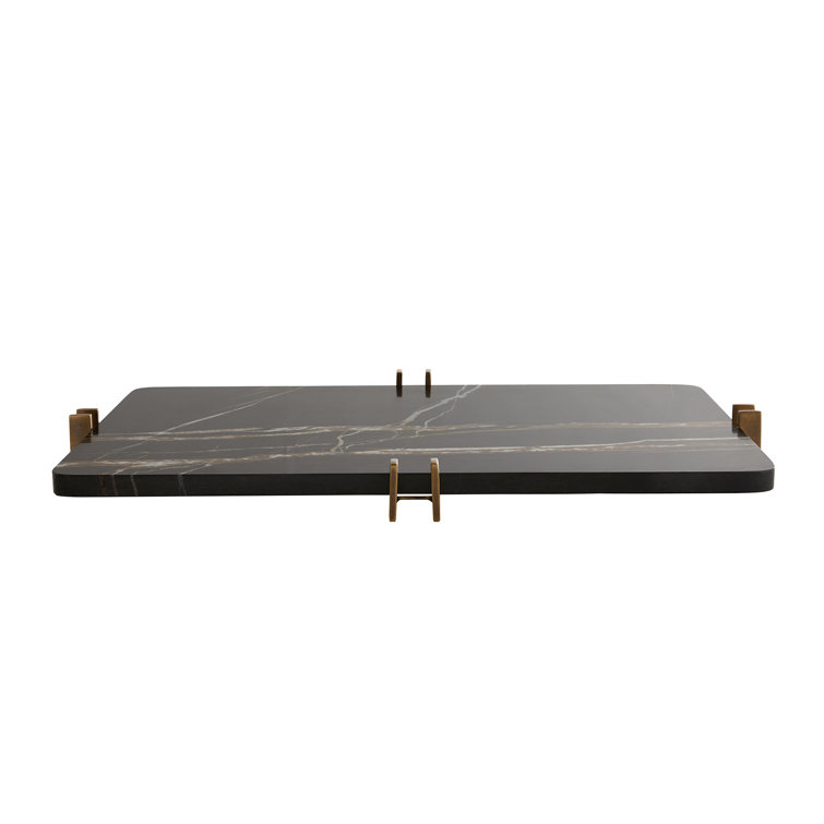 Lockhart Rectangular Metal Base Tray with Bengal Marble