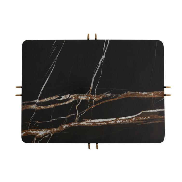 Lockhart Rectangular Metal Base Tray with Bengal Marble