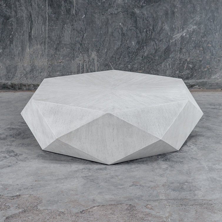 Volker Contemporary White Hexagonal Mango Wood Coffee Table