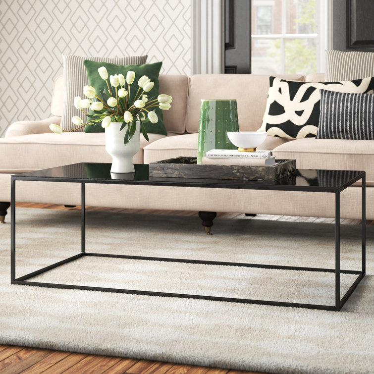 Coreene 48" Black Industrial Rectangular Metal Coffee Table