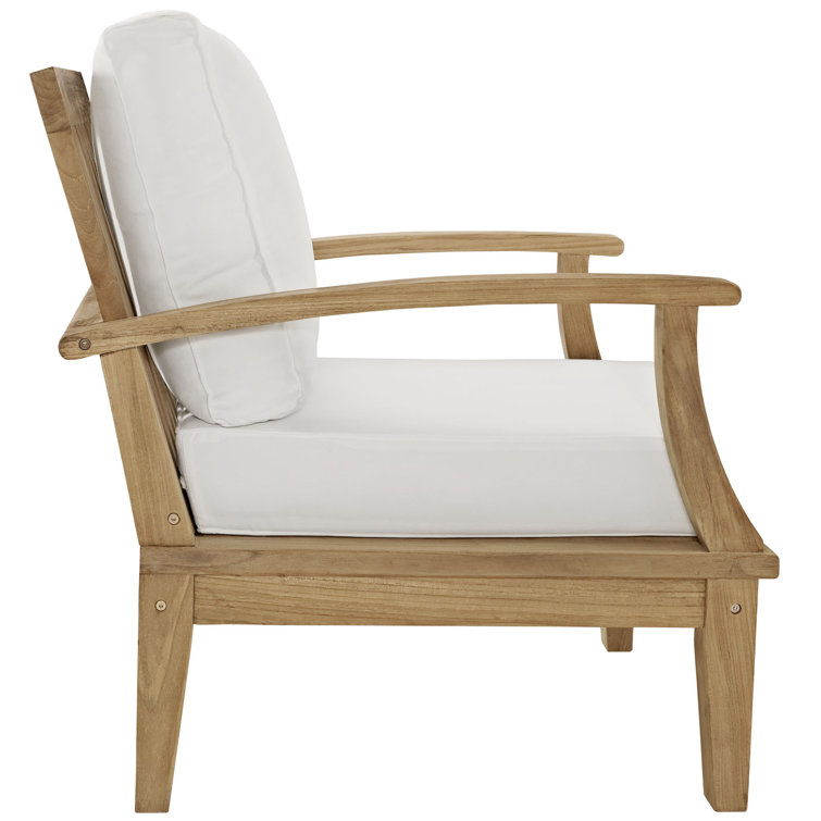 Natural White Teak Outdoor Accent Chair with Tapered Legs