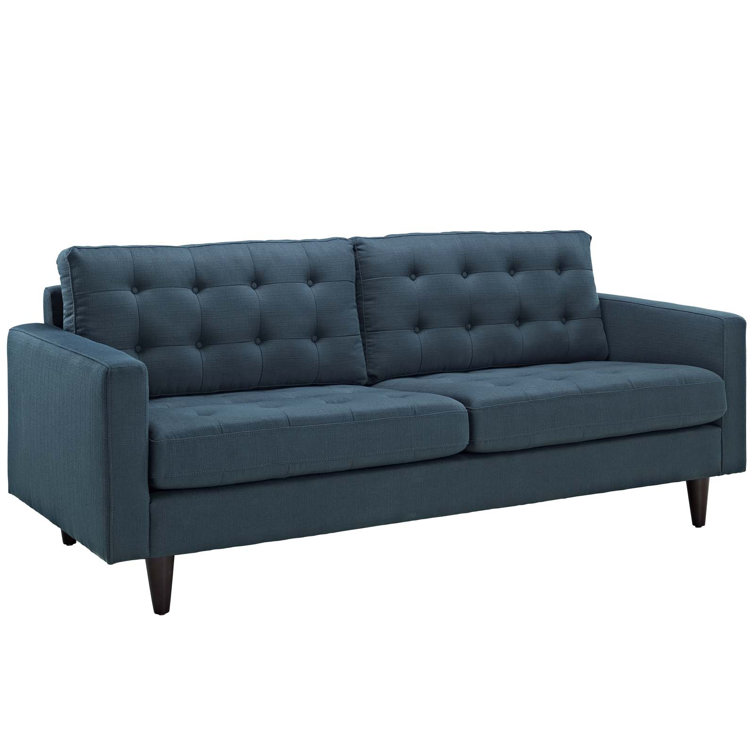 Empress Azure Fabric Tufted Sofa with Removable Cushions