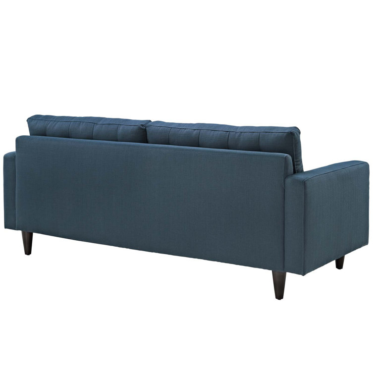 Empress Azure Fabric Tufted Sofa with Removable Cushions