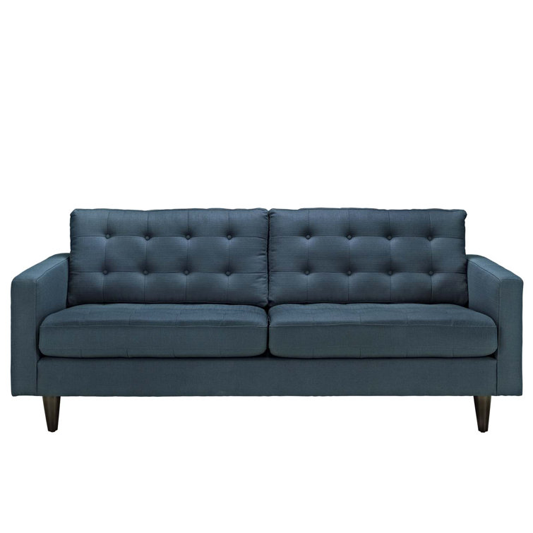 Empress Azure Fabric Tufted Sofa with Removable Cushions