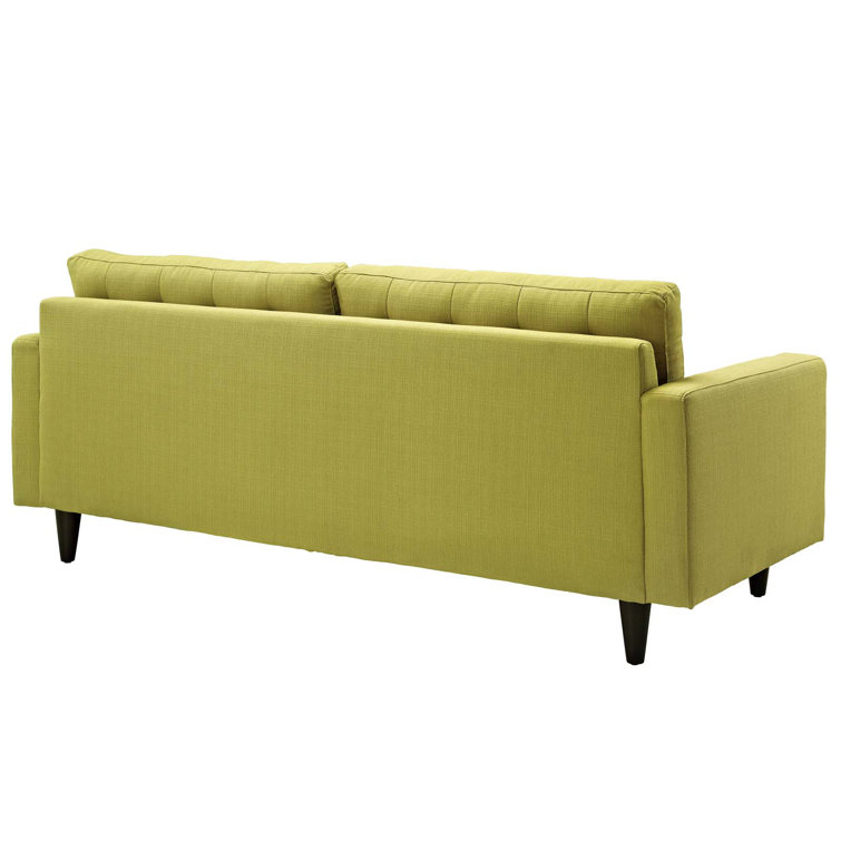 Empress Wheatgrass Tufted Fabric Sofa with Solid Wood Legs