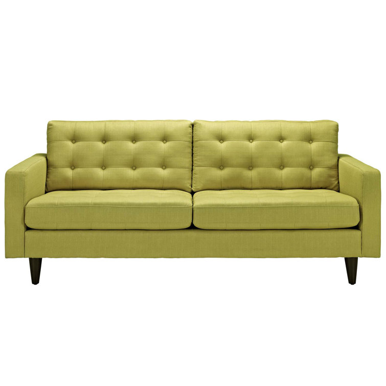 Empress Wheatgrass Tufted Fabric Sofa with Solid Wood Legs