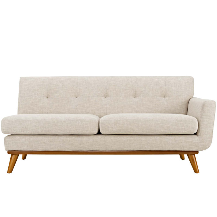 Engage Mid-Century Modern 73'' Beige Tufted Fabric Loveseat