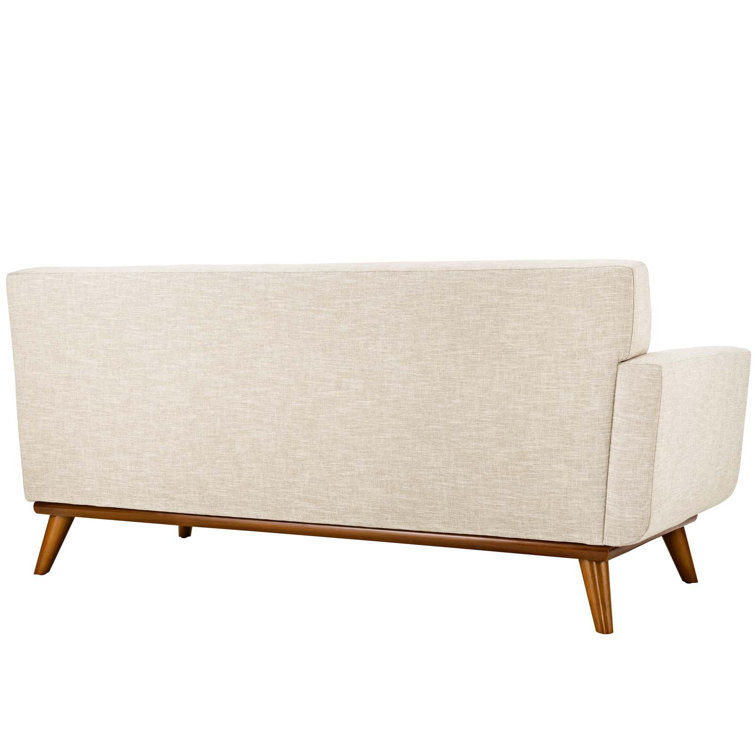 Engage Mid-Century Modern 73'' Beige Tufted Fabric Loveseat