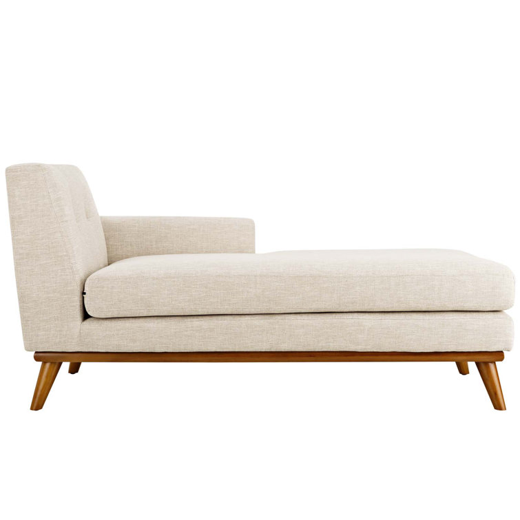 Engage Beige Right-Facing Plush Chaise with Tufted Buttons