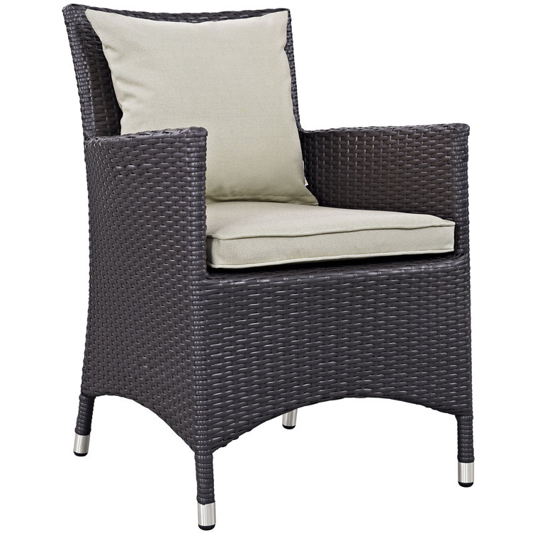 Espresso Beige Outdoor Armchair with Off-White Cushions
