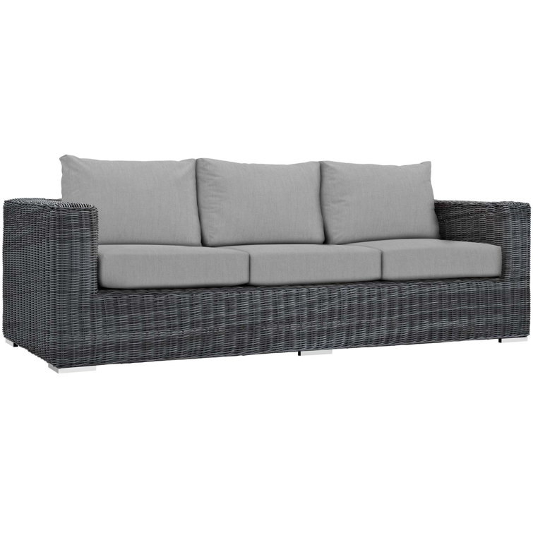 Gray Wicker and Aluminum Outdoor Sectional Sofa