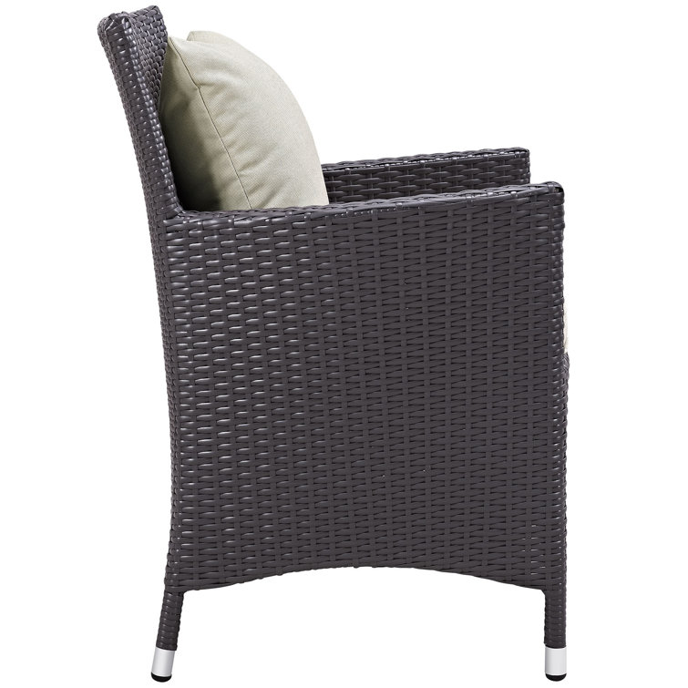 Espresso Beige Outdoor Armchair with Off-White Cushions