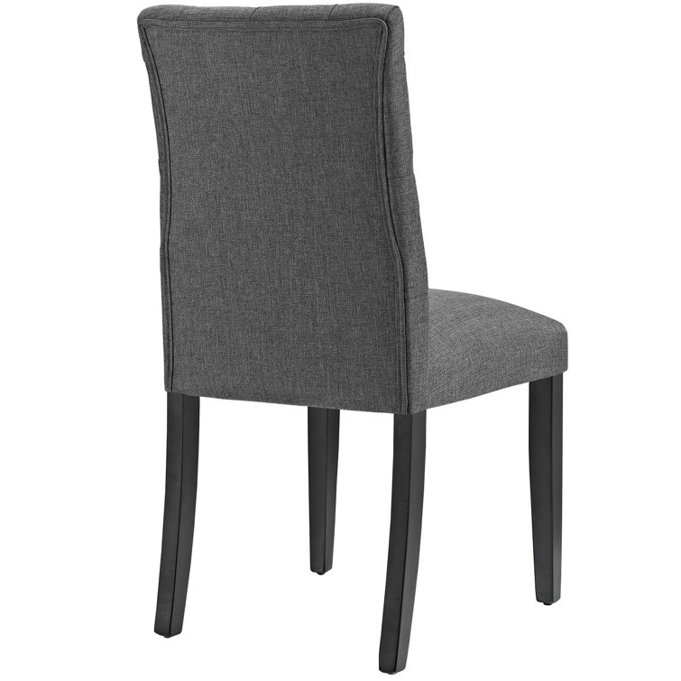 Elegant Gray Tufted Upholstered Parsons Dining Chair with Tapered Wood Legs