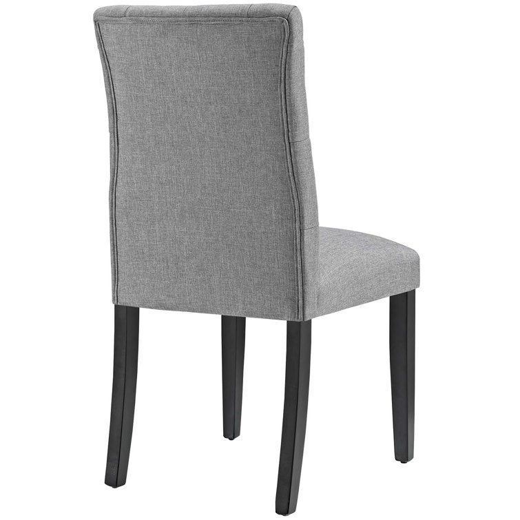 Elegant Light Gray Upholstered Parsons Side Chair with Wood Legs