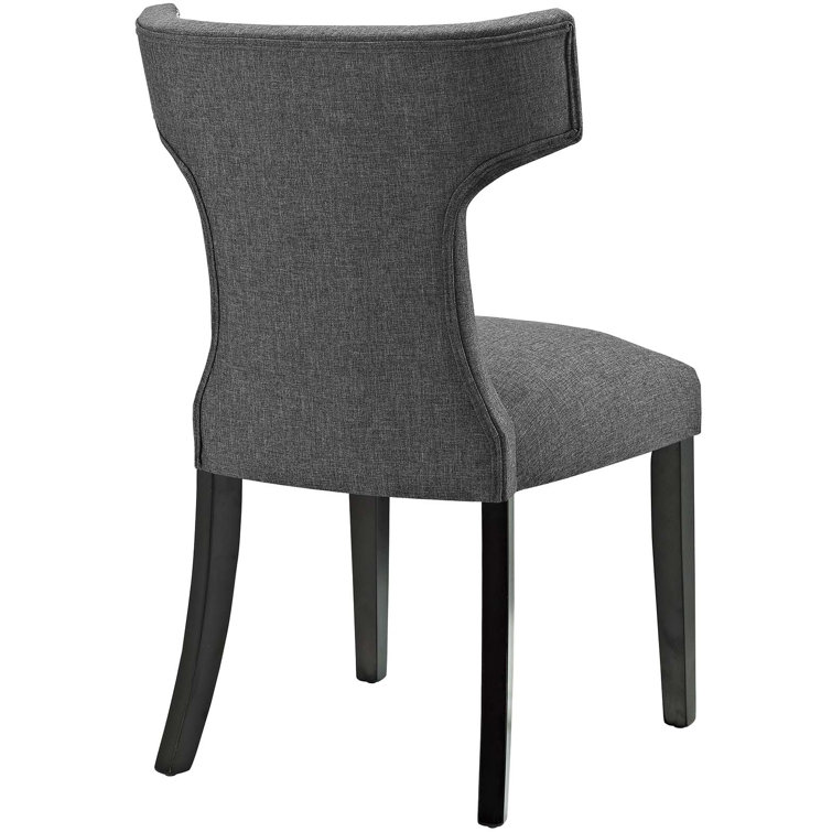 Elegant Gray Fabric Upholstered Side Chair with Wood Legs