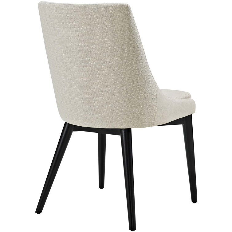 Cream Upholstered Parsons Dining Chair with Tapered Wood Legs