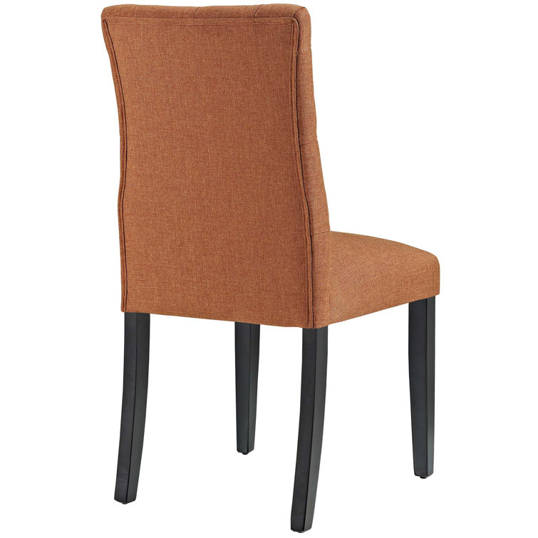 Duchess Orange Tufted Fabric Parsons Side Chair with Wood Legs