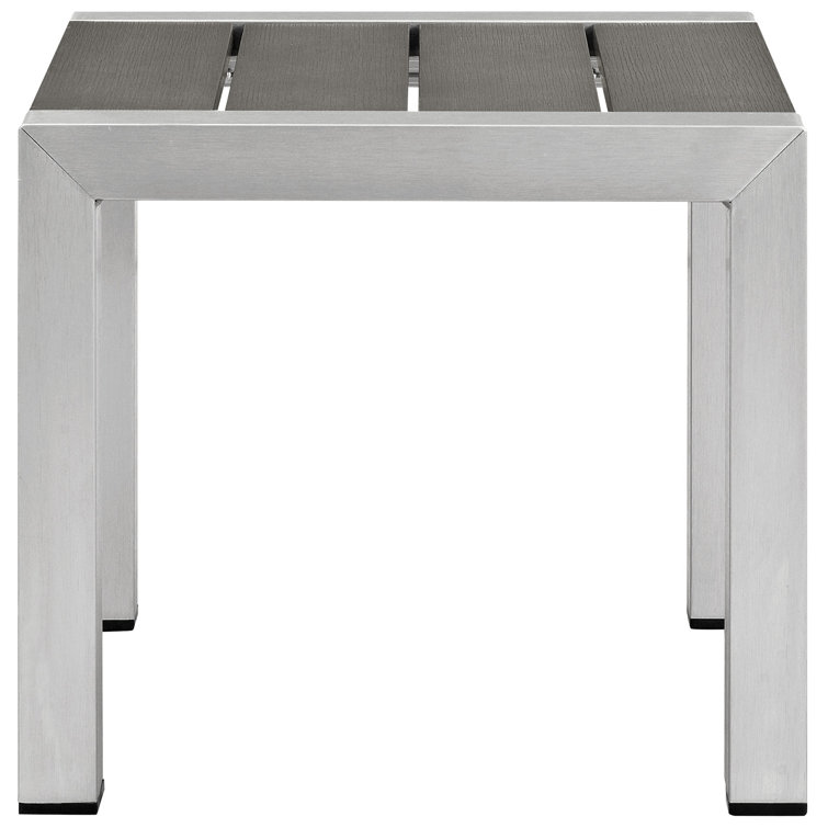Sleek Shoreline Silver Gray Aluminum Outdoor Side Table
