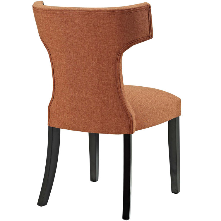 Burnt Orange High-Back Parsons Dining Chair with Tapered Wood Legs