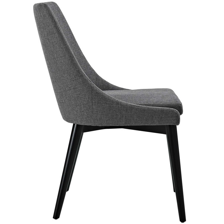 Sleek Gray Upholstered Dining Chair with Tapered Wood Legs