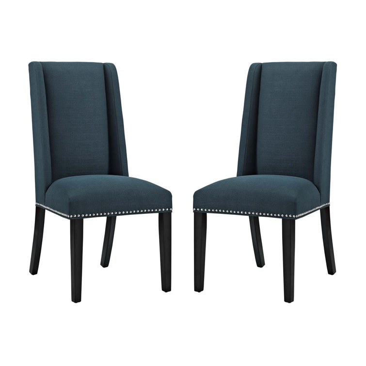 Azure Elegance High-Back Upholstered Wood Side Chair