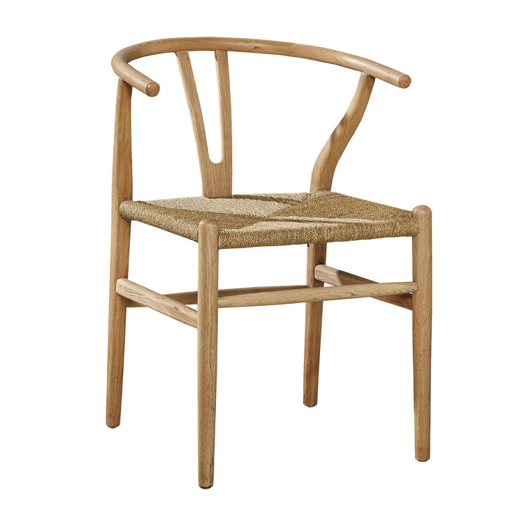 Light Oak Wishbone Upholstered Side Chair