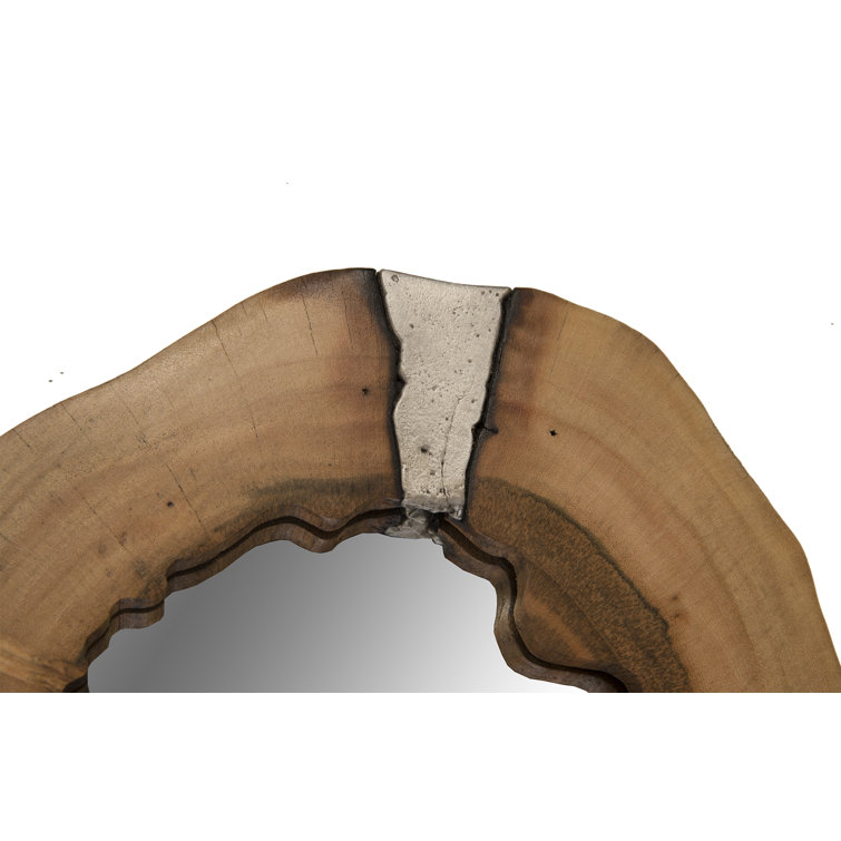 Round Polished Aluminum and Chamcha Wood Wall Décor