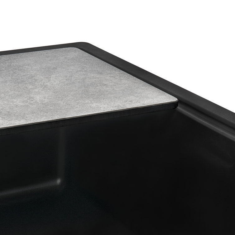 Midnight Black Granite Composite Drop-in Kitchen Sink with Workstation
