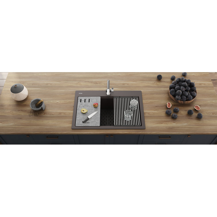 Espresso Granite Composite Drop-in Workstation Kitchen Sink