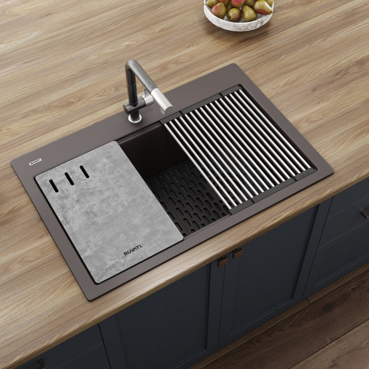 Espresso Granite Composite Drop-in Workstation Kitchen Sink