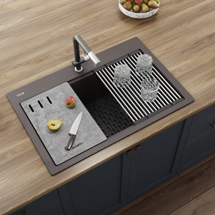 Espresso Granite Composite Drop-in Workstation Kitchen Sink