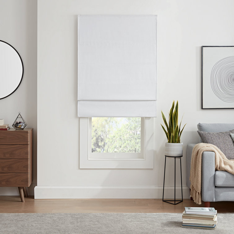 White Cordless Blackout Fabric Roman Shade 39" x 64"