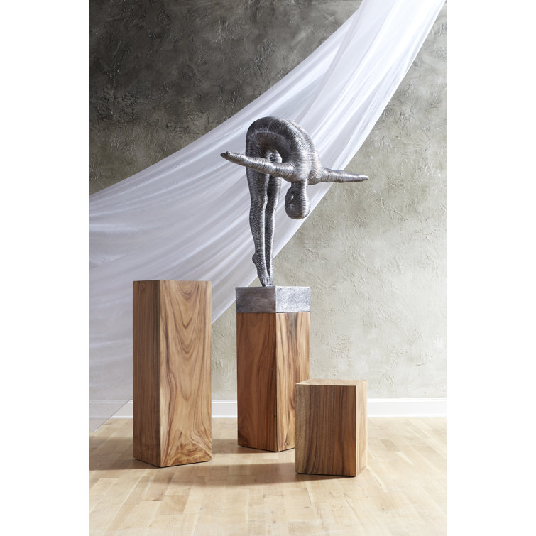 Natural Brown Chamcha Wood Pedestal Stand