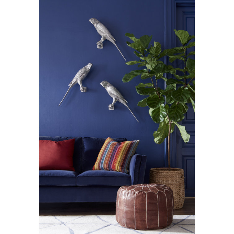 Silver Resin Parrot Wall Art Sculpture