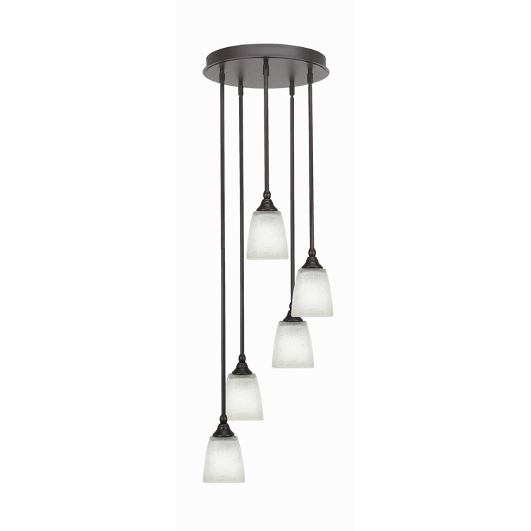 Empire 5-Light Dark Granite Cluster Pendalier with Frosted Glass