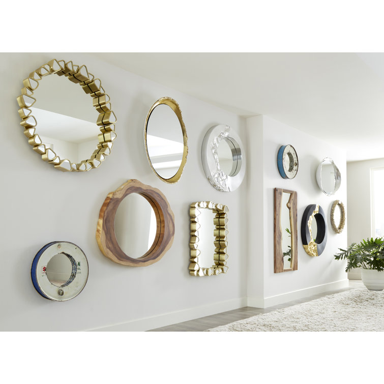 Asymmetrical Organic Brown Wood 41" Accent Mirror