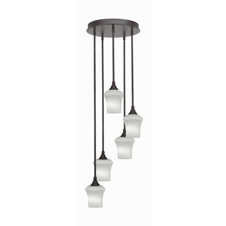 Empire 5-Light Nickel and Glass Cluster Pendalier