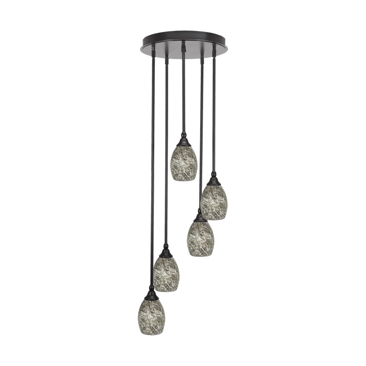 Ivory Glaze Seashell Glass 5-Light Cluster Pendant