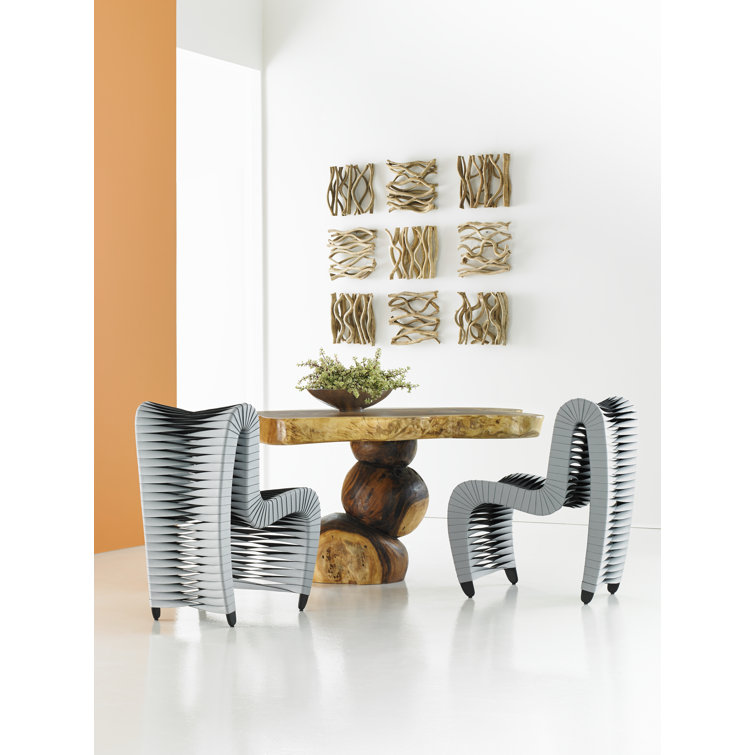 Contemporary Black Wood Upholstered Side Chair with Braided Back