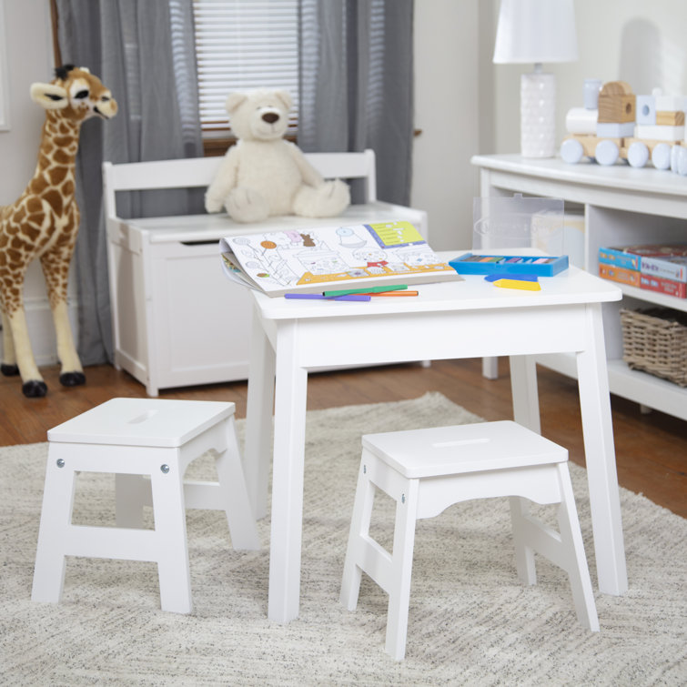 Bright White Wooden Kids Square Play Table - 25.4" Height