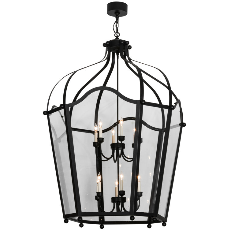 Citadel 62" Textured Black and Clear Glass Lantern Pendant