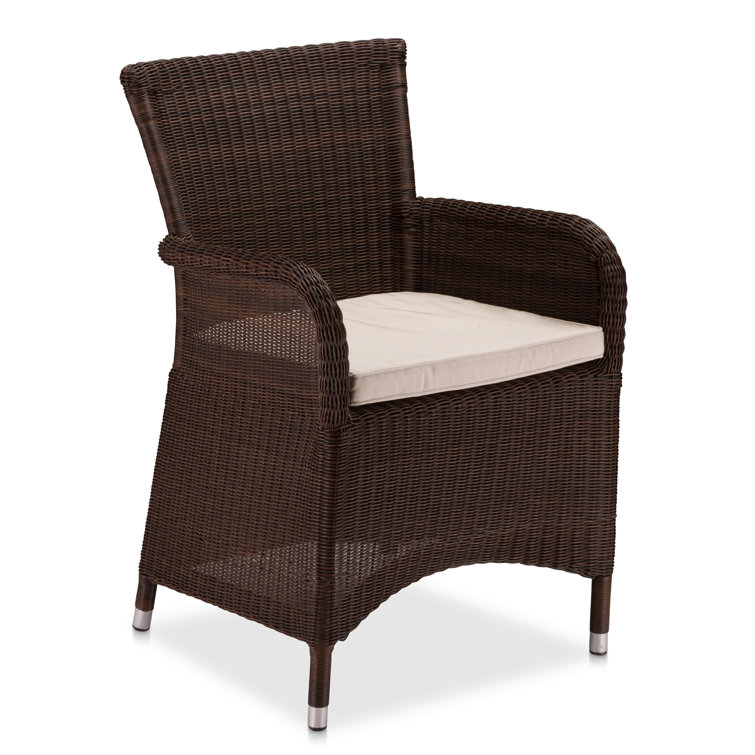Savannah Brown Wicker Dining Chair with Taupe Cushion