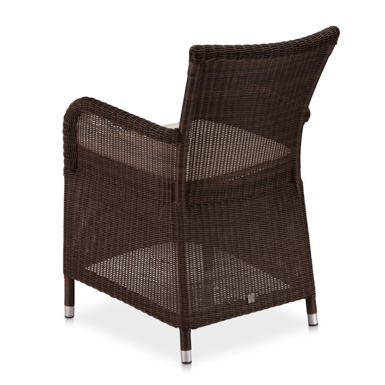 Savannah Brown Wicker Dining Chair with Taupe Cushion