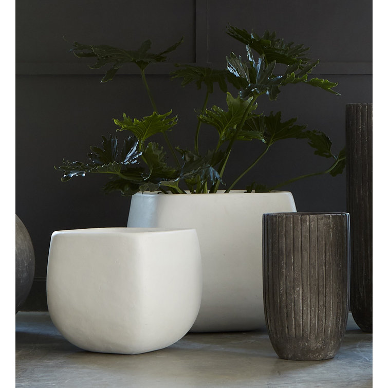 Modern Elegance 17.5" White Square Planter for Indoor/Outdoor