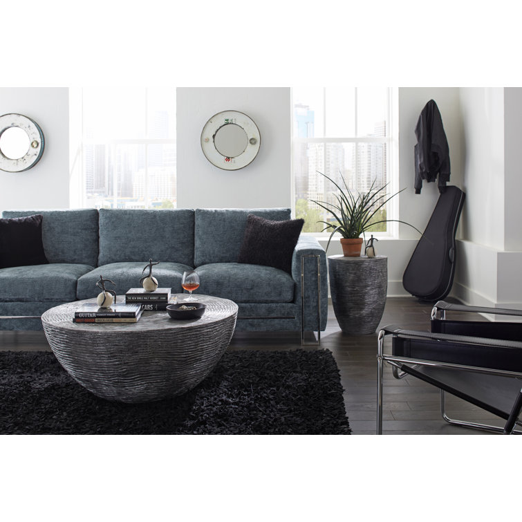 Ripple Black and Silver Round Aluminum Outdoor Coffee Table