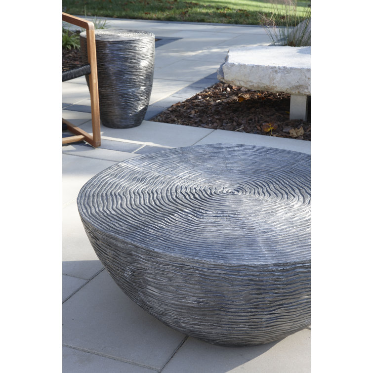Ripple Black and Silver Round Aluminum Outdoor Coffee Table